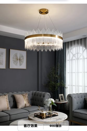 ثريا كريستال مودرن بحزام ذهبي لون الإنارة 3 إضاءات