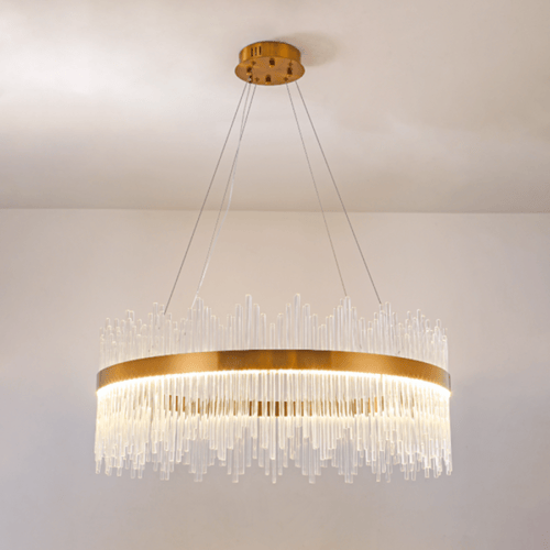 ثريا كريستال مودرن بحزام ذهبي لون الإنارة 3 إضاءات