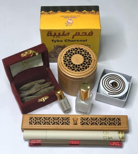 (مجموعه) اوقية عود مروكي محسن 30 جرام + مبخره ذكيه...