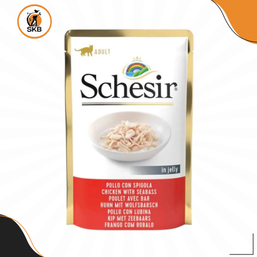 شيزر اظرف للقطط 85 جم بنكهة الدجاج مع سمك سيباس