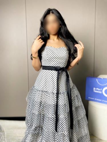 Tulle evening dress with polka dots