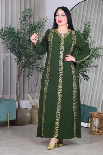 Kuwaiti-style olive green thobe