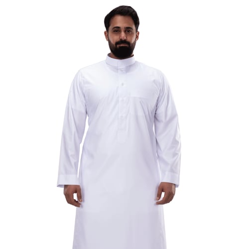 دروش ثوب رجالي قبة كيرف أبيض سادة