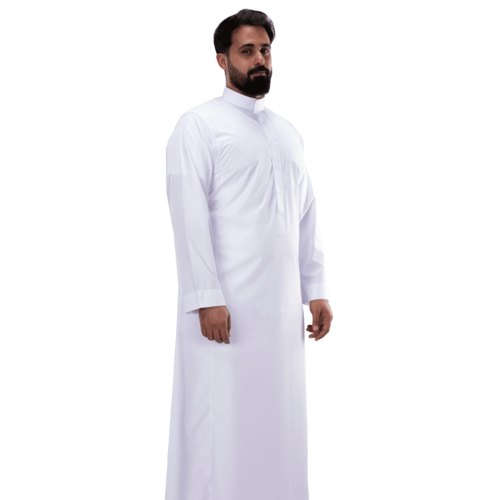 دروش ثوب رجالي قبة كيرف أبيض سادة