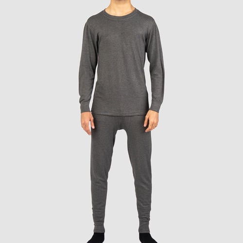 طقم بجامة شتوية قطن أسود: رجالي