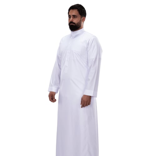 دروش ثوب رجالي قبة كيرف أبيض سادة