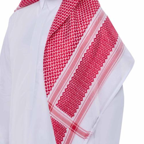 شماغ العجلان الذهبي - رجالي احمر غامق شلش ختم اسود