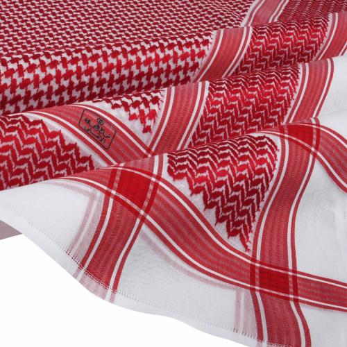 شماغ العجلان الذهبي - رجالي أحمر غامق ختم اسود