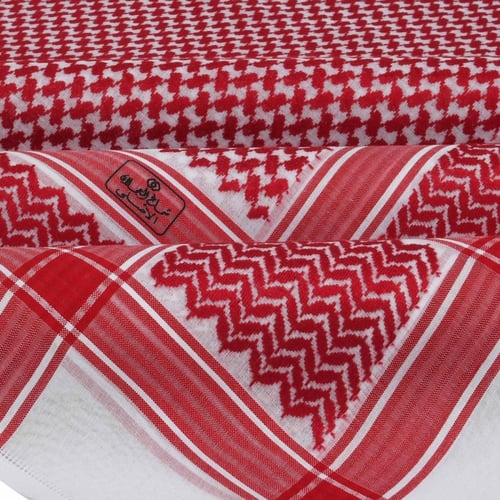 شماغ العجلان الذهبي - رجالي أحمر غامق ختم اسود