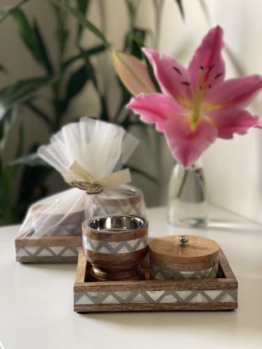 طقم مبخر صغير رمادي