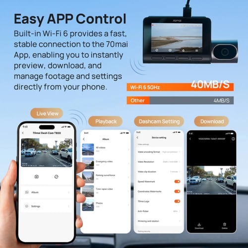 كاميرا سيارة داش كام بالمكثف 70mai T800 premium ام...