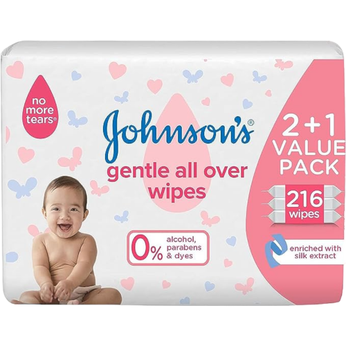جونسون مناديل مبللة للاطفال 3 عبوات -216 حبة