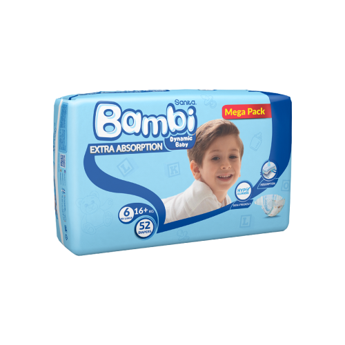 بامبي حفائض اطفال ميجا رقم 6 - 52 حبة