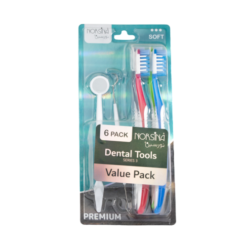 نورسينا فرشاة أسنان متوسطة وأدوات طب الأسنان - 6 ح...