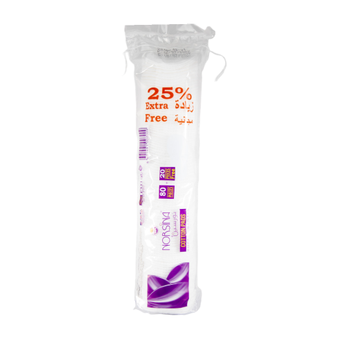 نورسينا قطن نقي دائري مكياج - 80حبه + 20 هدية