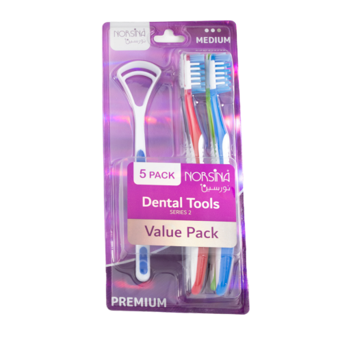 نورسين فرشاة أسنان ناعمة وأدوات للأسنان - 5 حبات