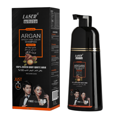 ليزر وايت شامبو ارغان لصبغ الشعر اسود طبيعي - 420...