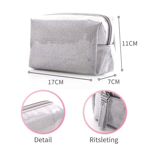 حقيبة مكياج ( رمادي ) المقاس: 17x7x11 سم