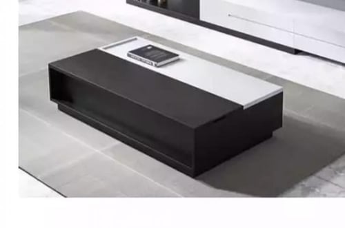 طاولة تلفاز مع رفوف جدارية لون ابيض واسود