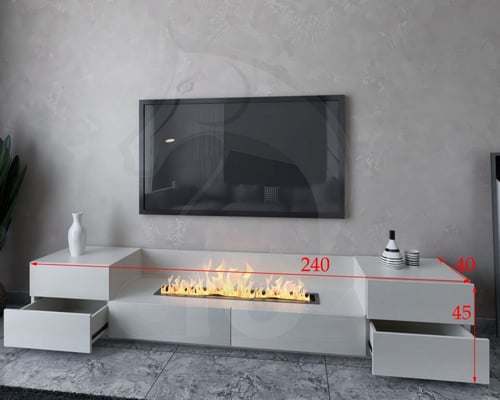 طاولة تلفاز لون ابيض بالكامل مودرن