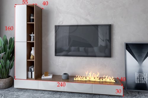 طقم طاولات تلفاز شعلة ورفوف جانبية