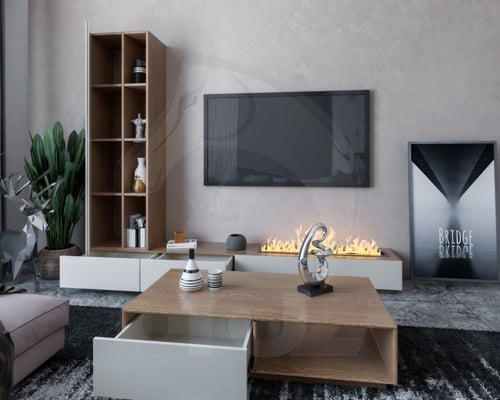 طقم طاولات تلفاز حديث خشبي تايلندي فاتح