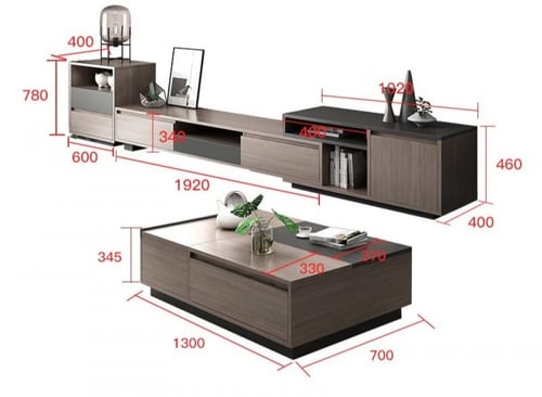 طقم طاولات تلفاز عصري لون بني