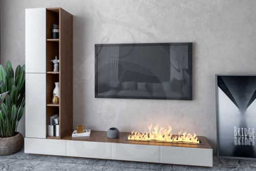 طقم طاولات تلفاز شعلة ورفوف جانبية