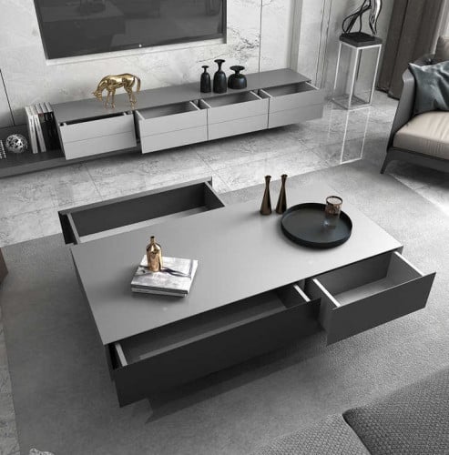 طقم طاولة تلفزيون رمادي V026