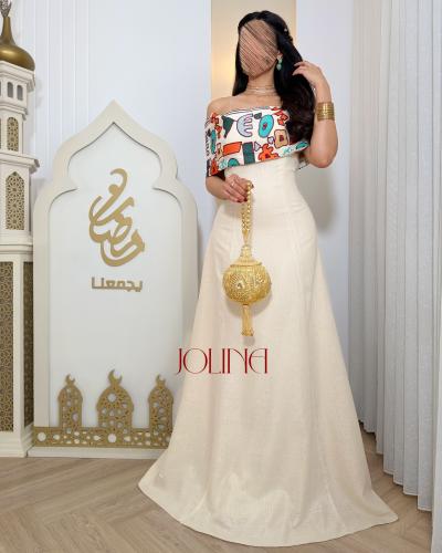 فستان بيج بتطريز رمضاني