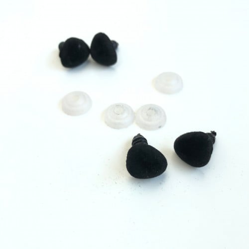 انف دمى مخمل اسود مقاس 15 ملم