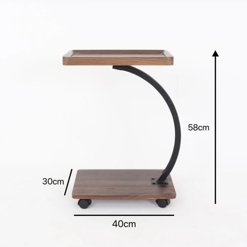 طاولة جانبية خشبية متحركة - لون بني