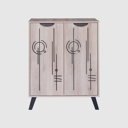 خزانة أحذية بابين خشب ماليزي - بيج