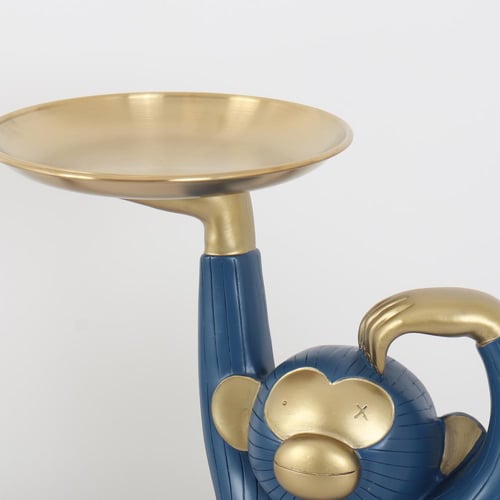 مجسم ذو حامل للضيافة - لون أزرق وذهبي