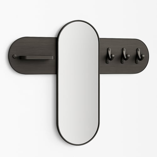 مرآة جدارية عصرية مع رف وعلّاقات تضيف تنظيمًا وأنا...