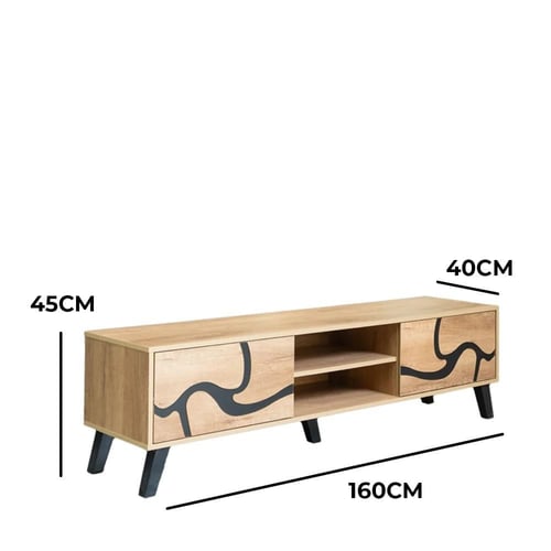 طاولة تلفزيون مستطيلة خشب ماليزي 160 سم - بيج واسو...