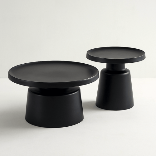 طقم طاولات شاي عصري من الحديد بلون أسود أنيق ولمسة...