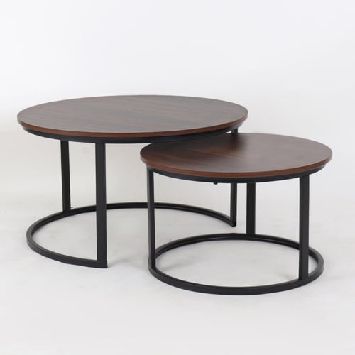 طقم طاولات أوربت - طاولات خدمة دائرية - خشب بني