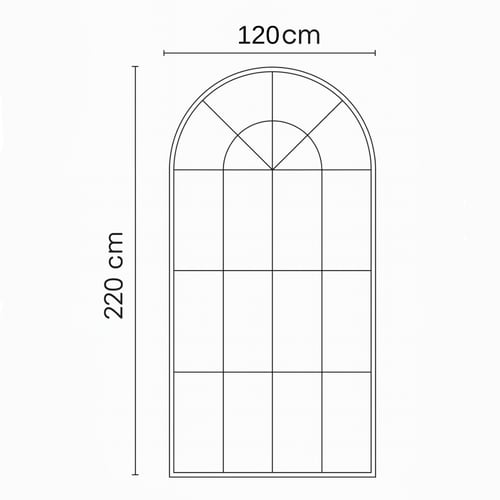 مرآة أنيقة بإطار أسود وقوس علوي، تضيف عمقاً وأناقة...