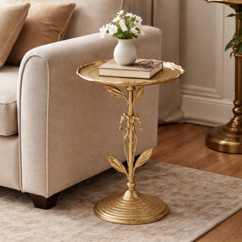 طاولة جانبية فنية بتصميم فاخر مستوحى من الطبيعة، ب...