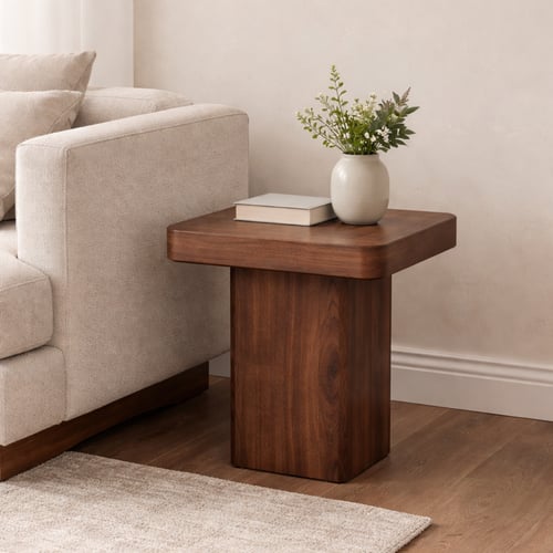 طاولة جانبية بتصميم عصري بسيط مصنوعة بلمسة خشبية د...