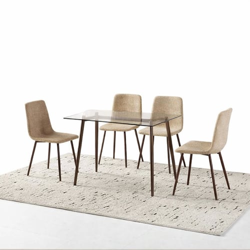 طقم طاولة طعام بتصميم عصري يجمع بين سطح زجاجي أنيق...