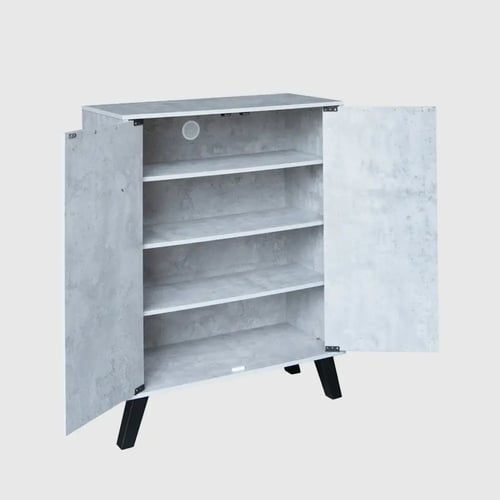 جزامة خشبية للأحذية بابين 5 أدوار, رمادي - صناعة م...