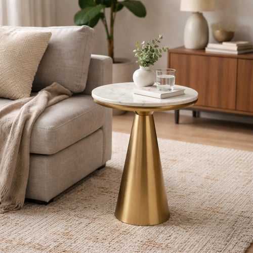 طاولة جانبية فاخرة بتصميم عصري مميز، تجمع بين سطح...