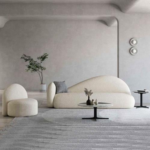 رويال | طقم كنب طالق بتنجيد بوكليه مريح – أبيض عاج...