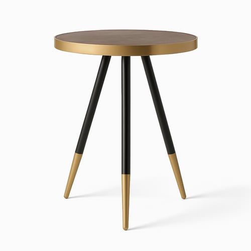 طاولة خدمة - قواعد حديدية - سطح خشبي - حواف ذهبية