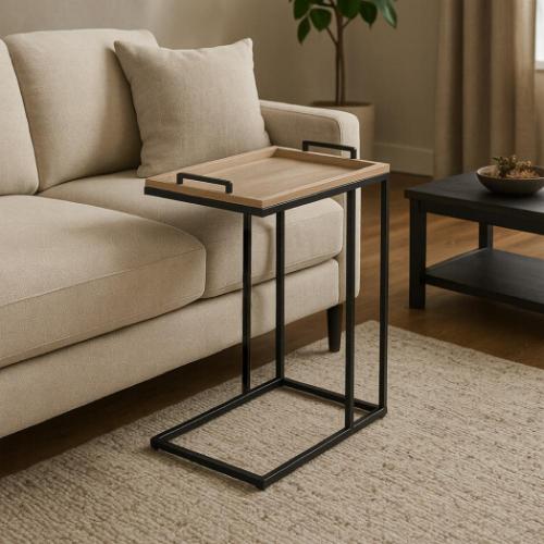 طاولة خدمة - لون بيج - سطح متحرك للتقديم