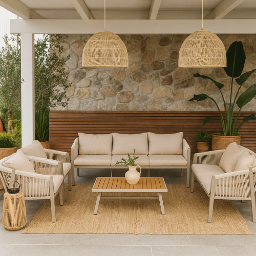 طقم جلسة خارجية أنيق 7 اشخاص بتصميم حبال مودرن مع...