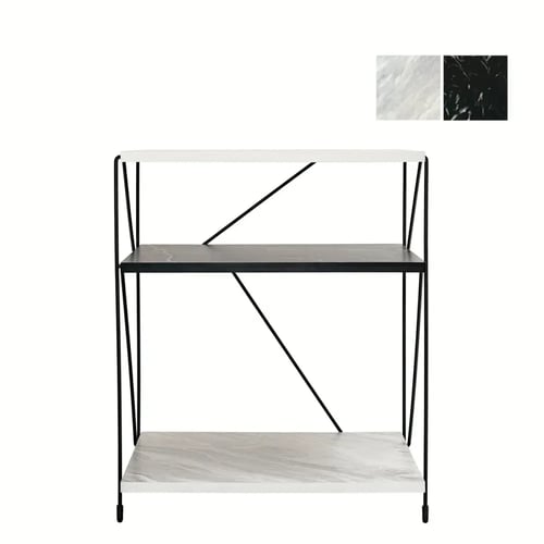 طاولة جانبية مودرن - أسود ورمادي رخامي