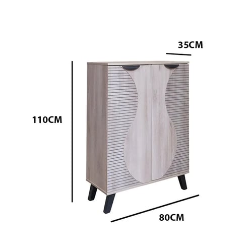 خزانة احذية بابين - لون خشبي